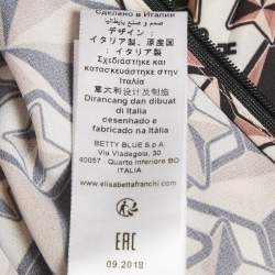 Pre Owned Elisabetta Franchi Brown Printed Crepe Pleat Detail Midi Dress M