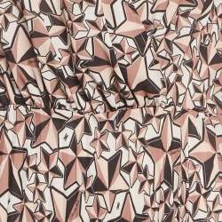 Pre Owned Elisabetta Franchi Brown Printed Crepe Pleat Detail Midi Dress M