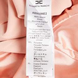 Pre Owned Elisabetta Franchi Light Orange/Peach Crepe Cap Sleeve Midi Dress S