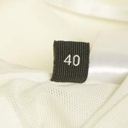 Pre Owned Elisabetta Franchi White Swiss Dot Tulle Ruffled Strapless Top S