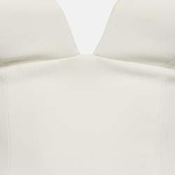 Pre Owned Elisabetta Franchi Cream Crepe Sweet Heart Neck Bustier Crop Top S 