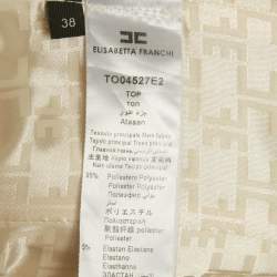 Pre Owned Elisabetta Franchi Cream Crepe Sweet Heart Neck Bustier Crop Top S 