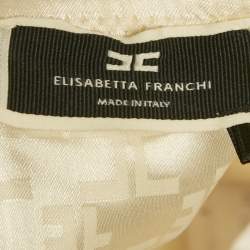 Pre Owned Elisabetta Franchi Cream Crepe Sweet Heart Neck Bustier Crop Top S 