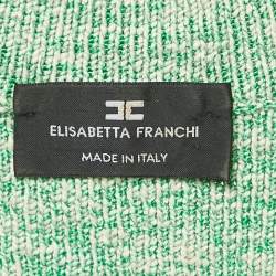 Pre Owned Elisabetta Franchi Green Cotton Blend Button Front Cardigan S