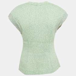 Pre Owned Elisabetta Franchi Green Cotton Blend Button Front Cardigan S