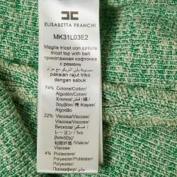 Pre Owned Elisabetta Franchi Green Cotton Blend Button Front Cardigan S