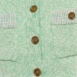 Pre Owned Elisabetta Franchi Green Cotton Blend Button Front Cardigan S