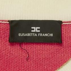 Pre Owned Elisabetta Franchi Pink Terry Short Sleeve Cardigan L