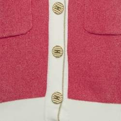 Pre Owned Elisabetta Franchi Pink Terry Short Sleeve Cardigan L