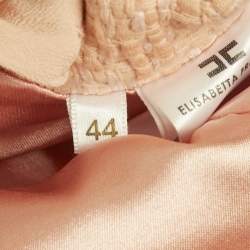 Pre Owned Elisabetta Franchi Light Orange/ Peach Crepe and Tweed Detachable Blouse Mini Dress M