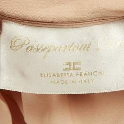 Pre Owned Elisabetta Franchi Light Orange/ Peach Crepe and Tweed Detachable Blouse Mini Dress M