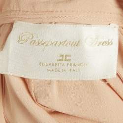 Pre Owned Elisabetta Franchi Light Orange/ Peach Crepe and Tweed Detachable Blouse Mini Dress M