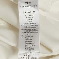 Pre Owned Elisabetta Franchi White Nylon Slim Fit Trousers M