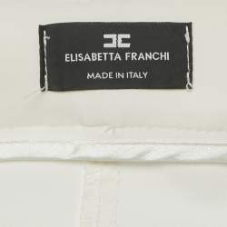 Pre Owned Elisabetta Franchi White Nylon Slim Fit Trousers M