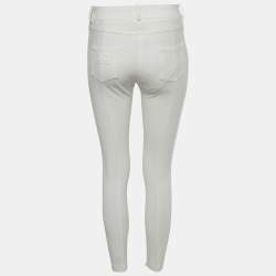 Pre Owned Elisabetta Franchi White Nylon Slim Fit Trousers M
