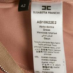 Pre Owned Elisabetta Franchi Pink Satin Button Front Mini Shirt Dress M