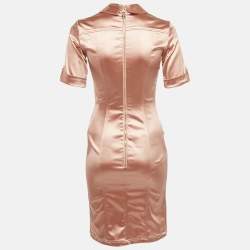 Pre Owned Elisabetta Franchi Pink Satin Button Front Mini Shirt Dress M