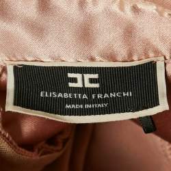 Pre Owned Elisabetta Franchi Pink Satin Button Front Mini Shirt Dress M