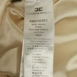 Pre Owned Elisabetta Franchi Cream Floral Print Crepe Ruffled Sleeveless Mini Dress S