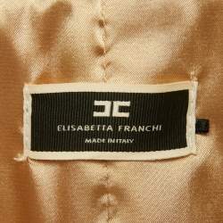 Pre Owned Elisabetta Franchi Beige Crepe Double Breasted Midi Dress S