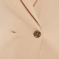 Pre Owned Elisabetta Franchi Beige Crepe Double Breasted Midi Dress S