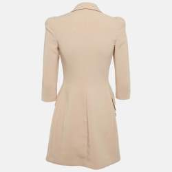 Pre Owned Elisabetta Franchi Beige Crepe Double Breasted Midi Dress S