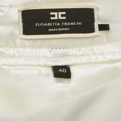 Pre Owned Elisabetta Franchi White Crepe Flounce Mini Skirt S