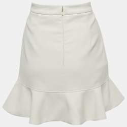 Pre Owned Elisabetta Franchi White Crepe Flounce Mini Skirt S