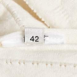 Pre Owned Elisabetta Franchi Off-White Patterned Knit Bustier Flared Mini Dress S