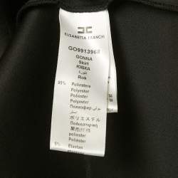 Pre Owned Elisabetta Franchi Black/Cream Satin Pleated Skirt M