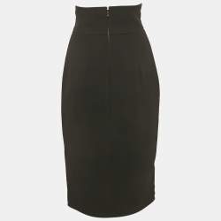 Pre Owned Elisabetta Franchi Black Crepe Draped Pencil Skirt M