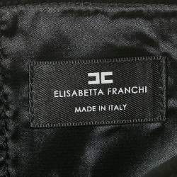 Pre Owned Elisabetta Franchi Black Crepe Draped Pencil Skirt M