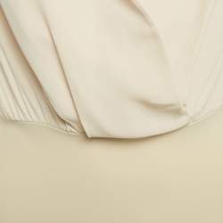 Pre Owned Elisabetta Franchi Beige Crepe Structured Shoulder Bodysuit M