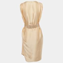 Pre Owned Elisabetta Franchi Pink Satin Belted Short Dress M