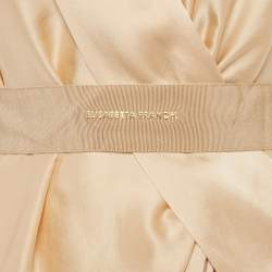 Pre Owned Elisabetta Franchi Pink Satin Belted Short Dress M