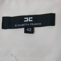 Pre Owned Elisabetta Franchi Cream Crepe Pleated Mini Skirt M