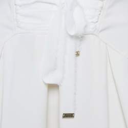 Pre Owned Elisabetta Franchi Cream Crepe Pleated Mini Skirt M