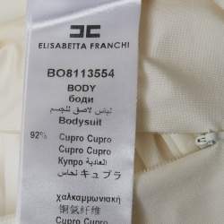 Pre Owned Elisabetta Franchi White Chain Detail Bodysuit M