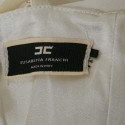 Pre Owned Elisabetta Franchi White Crepe Flared Short Dress S