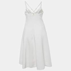 Pre Owned Elisabetta Franchi White Crepe Flared Short Dress S