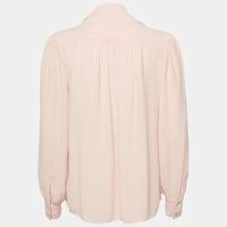 Pre Owned Elisabetta Franchi Light Pink Georgette Scarf Detail Blouse M