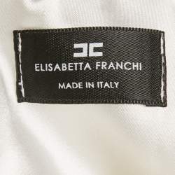 Pre Owned Elisabetta Franchi White Crepe Belted Midi Dress S