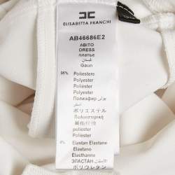 Pre Owned Elisabetta Franchi White Crepe Belted Midi Dress S