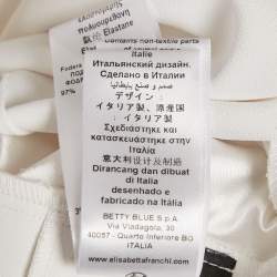 Pre Owned Elisabetta Franchi White Crepe Belted Midi Dress S