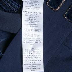 Pre Owned Elisabetta Franchi Navy Blue Crepe High Rise Flared Trousers M