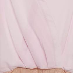 Pre Owned Elisabetta Franchi Pink Crepe Sheer Bodysuit M