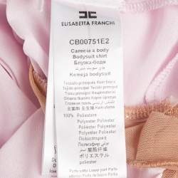 Pre Owned Elisabetta Franchi Pink Crepe Sheer Bodysuit M