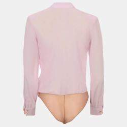 Pre Owned Elisabetta Franchi Pink Crepe Sheer Bodysuit M