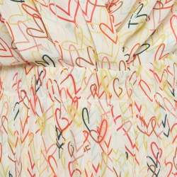 Pre Owned إليزابيتا فرانشي فستان ميدي بكتف واحد من قماش الكريب بطبعة قلوب متعددة الألوان، متوسط الحجم