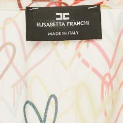 Pre Owned إليزابيتا فرانشي فستان ميدي بكتف واحد من قماش الكريب بطبعة قلوب متعددة الألوان، متوسط الحجم